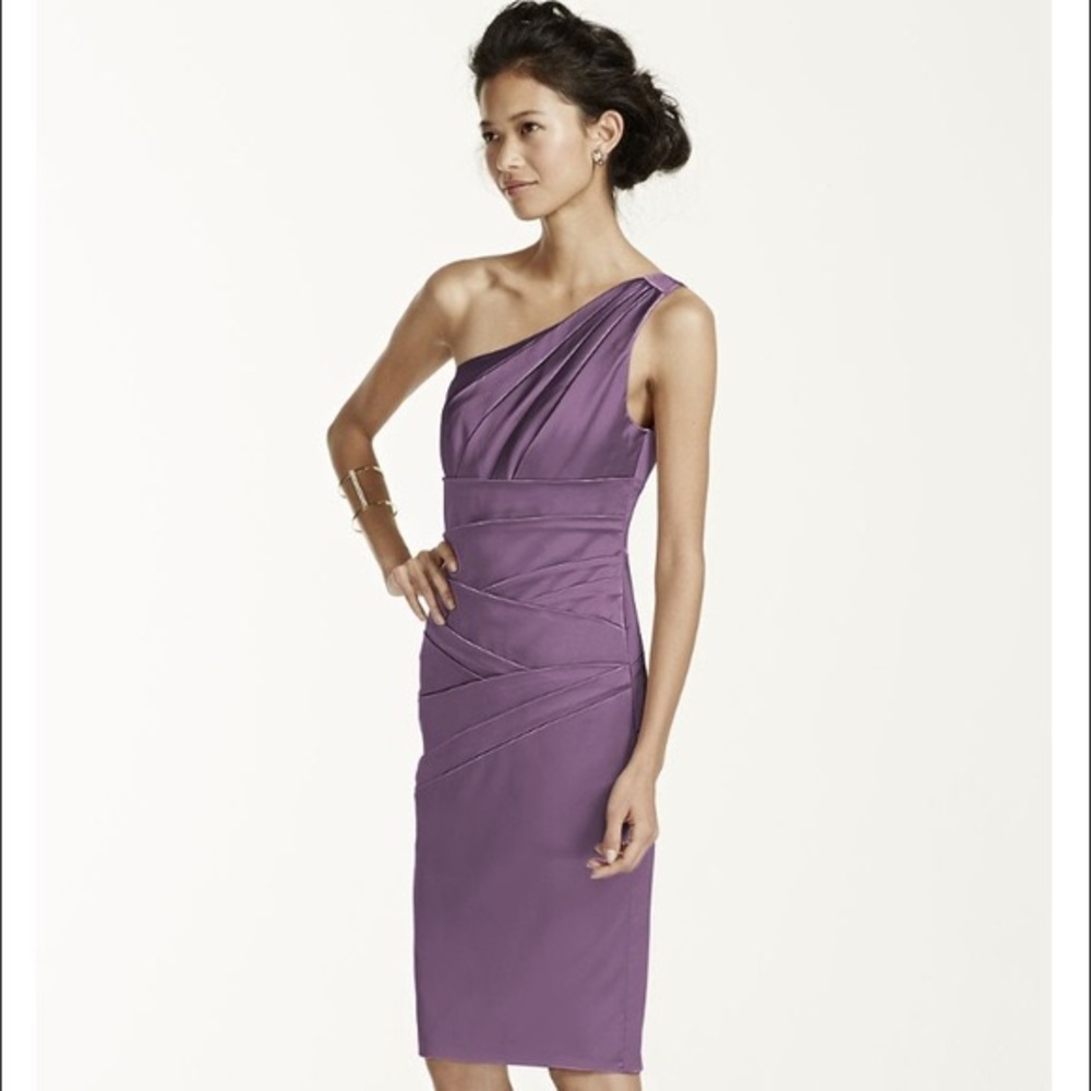 Wisteria Light Purple One Shoulder Satin Dress